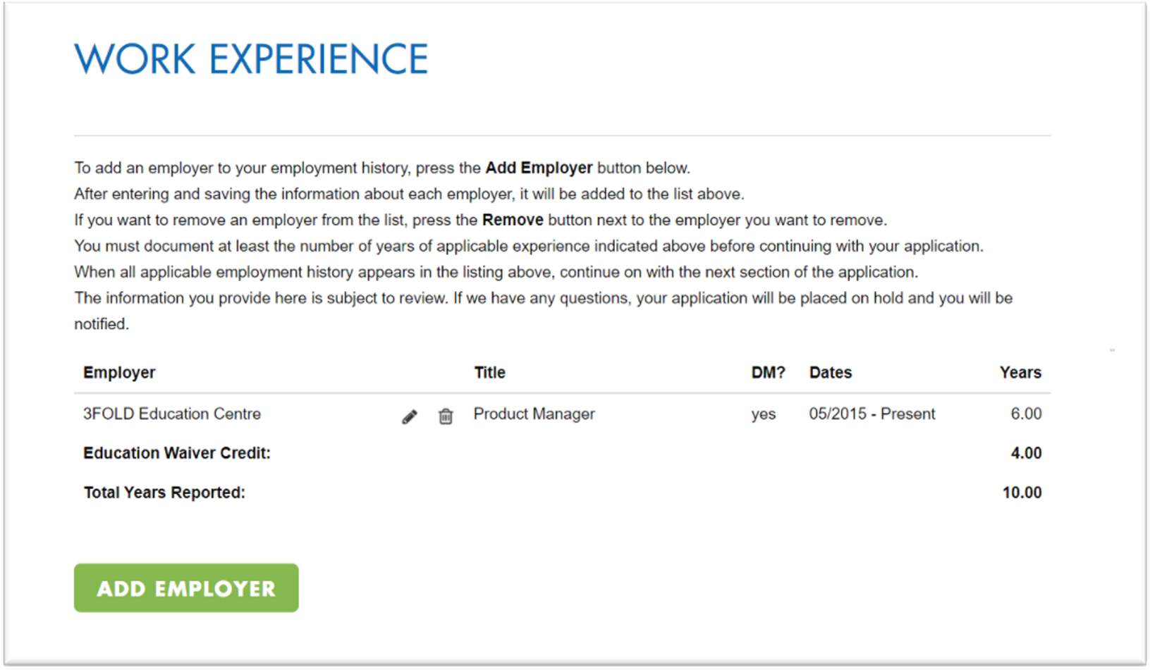 CMQ - Work Experience