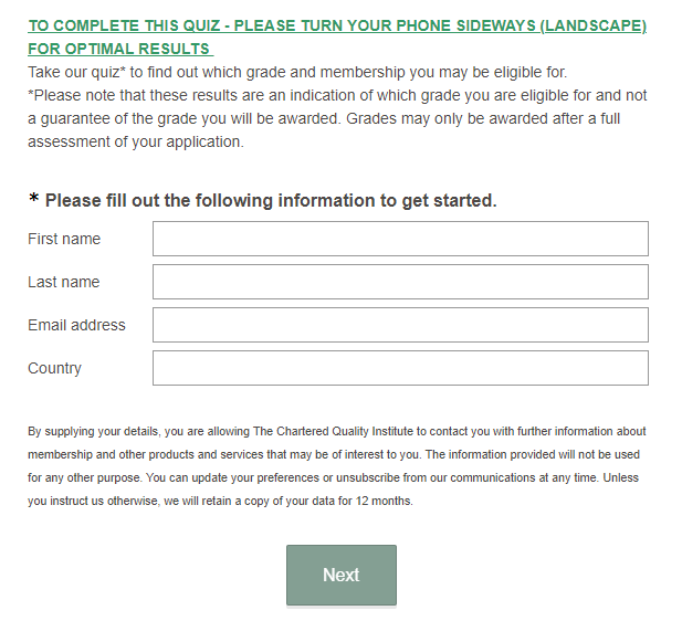 CQI IRCA grades quiz