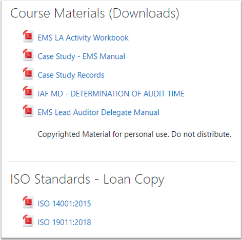 ISO 14001:2015 EMS Lead Auditor Course Materials