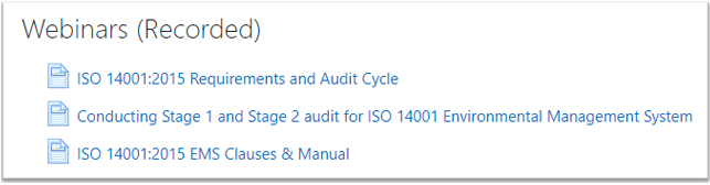 ISO 14001:2015 Recorded Webinars