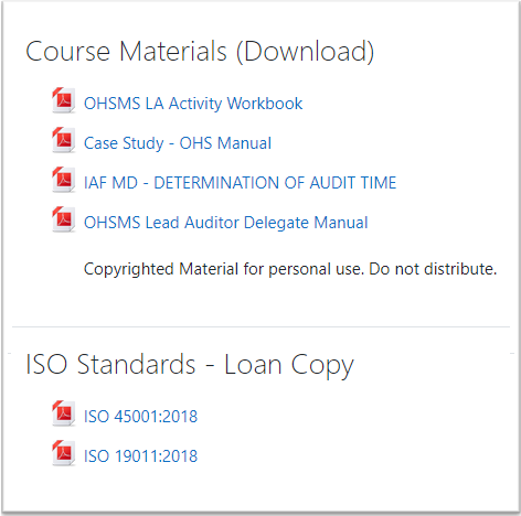 ISO 45001:2018 OHSMS Lead Auditor Course Materials