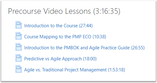 PMP Precourse Video Lessons