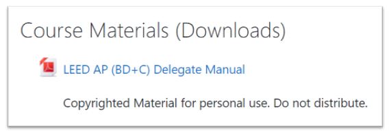 Figure 8 Course Materials (Delegate Manual) for LEED AP