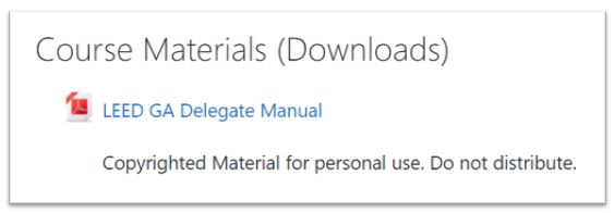 Figure 7 Course Materials (Delegate Manual) for LEED GA 