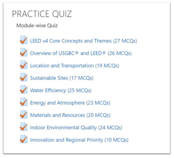 Figure 3 Practice Quiz for LEED GA