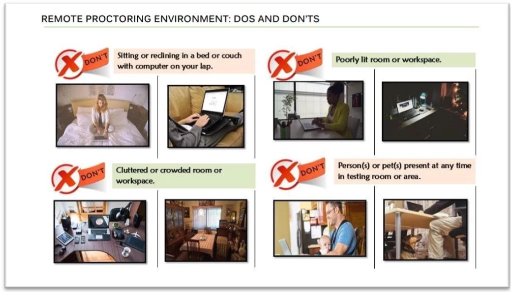 Remote Proctoring Environment Don'ts