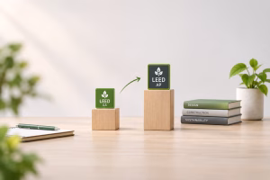 Visual pathway from LEED Green Associate to LEED AP showing progression into deeper technical knowledge, advanced strategies and project leadership.