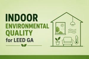 Indoor Environmental Quality for LEED GA showing daylight, ventilation, thermal comfort and indoor plants