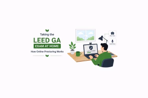 Remote proctoring lets you sit the LEED GA exam at your desk. The equipment rules, the room scan, what you cannot do, and whether it suits you.