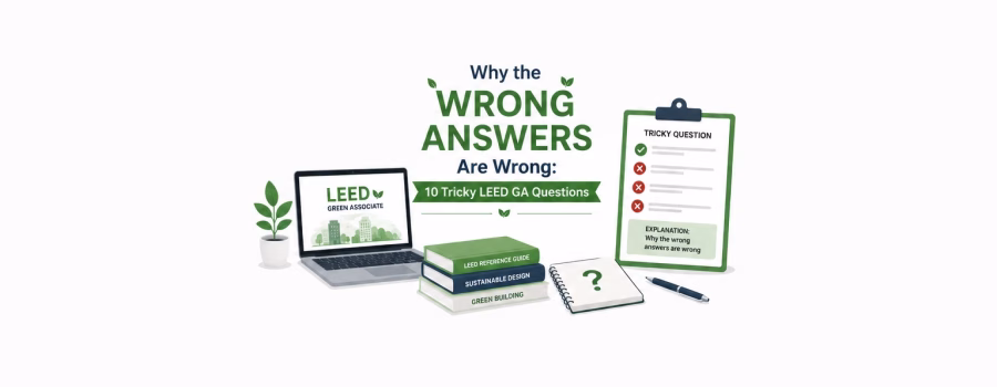 Ten LEED GA questions candidates get wrong, with every distractor taken apart. The confusable pairs that cost marks, and how to keep them straight.
