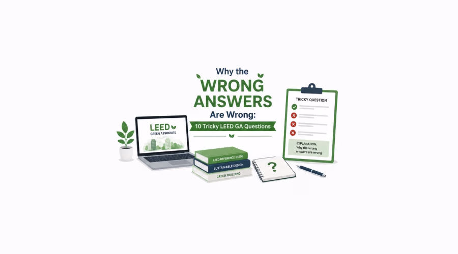 Ten LEED GA questions candidates get wrong, with every distractor taken apart. The confusable pairs that cost marks, and how to keep them straight.