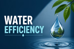 Water Efficiency featuring a sustainable building inside a water droplet