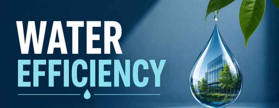 Water Efficiency featuring a sustainable building inside a water droplet