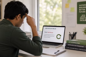LEED AP exam retake planning guide with study steps in a clean professional workspace.