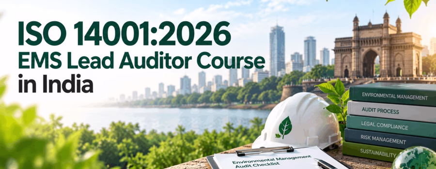 ISO 14001:2026 EMS Lead Auditor Course in India with environmental management audit checklist, sustainability, legal compliance, and risk management.