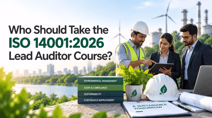 Who Should Take the ISO 14001:2026 Lead Auditor Course? Environmental management professionals reviewing sustainability and audit practices.